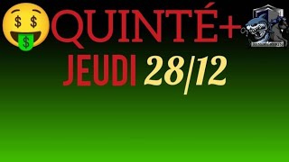 PRONOSTIC QUINTE DU JOUR JEUDI 28 DÉCEMBRE 2023 PMU [upl. by Esenej]