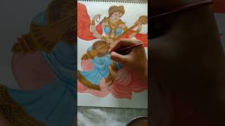 Maa saraswati painting part 2😍😍 maa saraswati painting art shorts [upl. by Acul184]