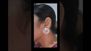 Simple beaded ear ring making video step by step 🥰😍 beadedjewelry diy youtubeshorts [upl. by Nivonod774]