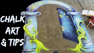 SIDEWALK CHALK ART Drawing amp Tips Day 1 Prang Freeart chalk Door of Durin 3D perspective [upl. by Eimat]