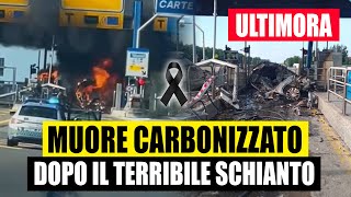 Terrore in autostrada si schianta contro il casello dellA8 e muore nellauto in fiamme a 53 anni [upl. by Gearhart]