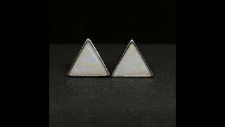 Triangular Cut Australian Multifired Lambina Opal Earrings earrings studs gemstoneearrings opals [upl. by Barnaba]