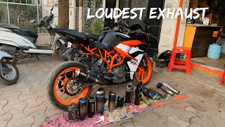 Trying Loudest Exhaust on KTM RC 390  Loudest Exhaust 🔥 [upl. by Niple609]