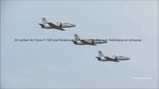 Sri Lankan Air Force F7GS and Karakorum K8 jets performing over Ratmalana on rehearsal [upl. by Grimbal]