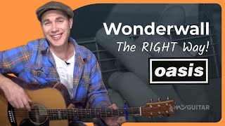 Oasis Wonderwall Guitar Lesson  Correct Strumming [upl. by Ahsiena298]