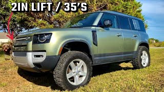 Land Rover Defender Biggest Tires W Lift Rods 35s [upl. by Anotyal411]