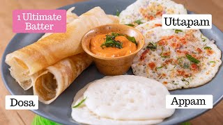 1 Batter  Instant Appam Dosa Uttapam  The Ultimate Batter  South Indian Recipes  Kunal Kapur [upl. by Rolfston838]