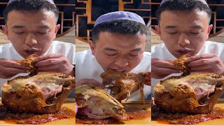 ASMR LAMB HEAD WITH GARLIC SAUCE EATING [upl. by Nudnarb281]