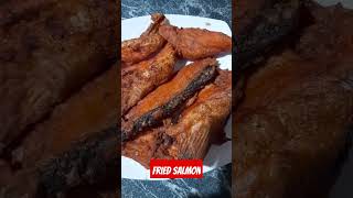 FRIED SALMON PRITONG SALMON Short s highlights food pinoyrecipe [upl. by Enilrae466]