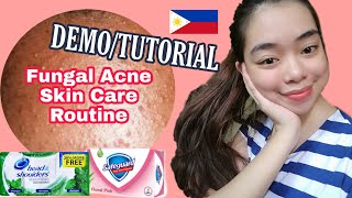 FUNGAL ACNE SKIN CARE ROUTINE TutorialDemo Fungal AcneMalassezia Safe Products [upl. by Panthia]