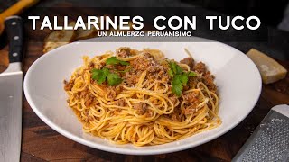 TALLARINES CON TUCO CON CARNE O TALLARINES ROJOS CON CARNE  ACOMERPE  COMIDA PERUANA [upl. by Ynhoj102]