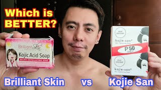 WHICH IS BETTER KOJIE SAN OR BRILLIANT SKIN KOJIC ACID WHITENING SOAP FOR SKIN WHITENING REVIEW [upl. by Tu]