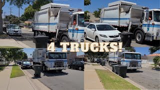 City Of Torrance  4 trash trucks working on recycle garbage and green waste [upl. by Aketal]