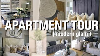 FULLY FURNISHED APARTMENT TOUR 🤍🤍🏠  modern glam [upl. by Egrog]