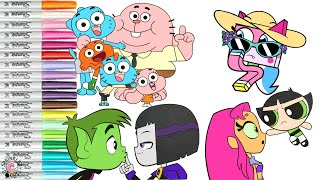 Cartoon Network Coloring Book Compilation Powerpuff Girls Teen Titans Go Unikitty Gumball [upl. by Wetzell334]