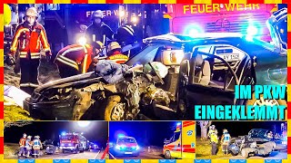 📌 Im PKW eingeklemmt 📌  🚒 Feuerwehr Besigheim befreit Fahrer  🚑 Notarzt versorgt Verletzten [upl. by Htepsle]