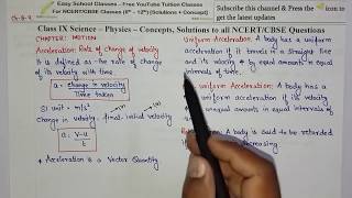 Chapter 8 Motion Part 3 CBSE NCERT Class 9 IX Physics Science  AccelerationHindi [upl. by Sofie887]