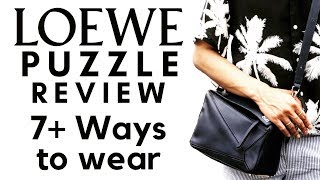 LOEWE PUZZLE BAG REVIEW  7 and more ways to wear it  What fits  PROS amp CONS [upl. by Valenta]