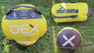 Oex evolution fathom ev 300 Sleeping bag review Spring to autumn sleeping bag [upl. by Elatnahc]