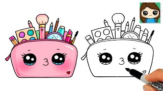 How to Draw a Makeup Beauty Bag Easy Cute 💄 [upl. by Elleinad]