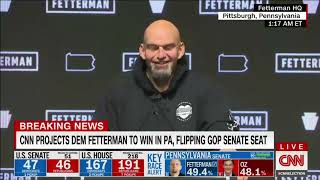 CNN Election Night in America John Fetterman Speaks as he Wins Pennsylvania Senate Seat  2022 [upl. by Akered]