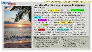 181 GCSE English descriptive writing  language analysis [upl. by Yojenitsirk317]