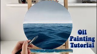 OCEAN OIL PAINTING TUTORIAL Beginner  Intermediate  how to paint realistic water [upl. by Ahsirpac]