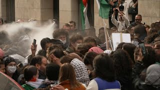 Paris Police break up proPalestinian rally outside Sorbonne University  AFP [upl. by Alvar722]