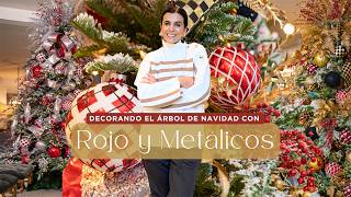 Como Decorar tu Árbol de Navidad Rojo con Metálicos Dorado y Plateado [upl. by Seymour]