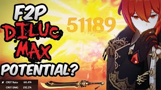 Dilucs Max Potential As F2P Showcase  Genshin Impact [upl. by Nivrem]