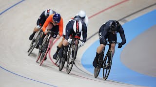 New Zealands Ellesse Andrews gold winning race in track women cycling keirin Paris Olympics 2024 [upl. by Norraa482]