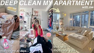 EXTREME APARTMENT DEEP CLEAN OUT  decluttering organizing amp cleaning the mess it was so bad [upl. by Seiuqram]