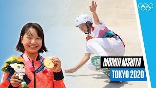 🇯🇵 Nishiya Momiji at Tokyo 2020 🛹  Athlete Highlights [upl. by Alleiram825]