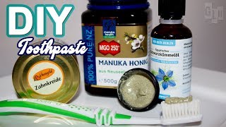 Zahnpasta selber machen  Manukka Honig Schwarkümmelöl Zahnkreide  Naturkosmetik vegan [upl. by Ahsikat]