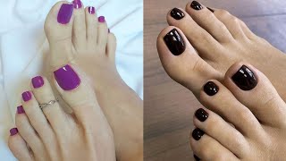 Top 20 toe nail artEasy to do fashion trends for fresh shiny cool basic pedicure nails design ideas [upl. by Ggerg]