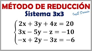 Método de Reducción  Sistema de Ecuaciones Lineales 3x3  Ejercicio 1 [upl. by Booker]