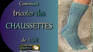 TRICOT Comment tricoter des CHAUSSETTES modèle complet 🐑 [upl. by Leddy180]