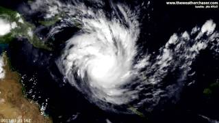 Satellite amp Radar Timelapse  Tropical Cyclone Yasi [upl. by Inirt]