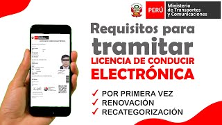 Requisitos para tramitar LICENCIA DE CONDUCIR ELECTRONICA  BREVETE ELECTRONICO  MTC  paso 1 [upl. by Plath]