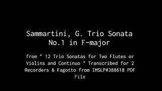 Sammartini G Trio Sonata No1 in Fmajor [upl. by Ari]