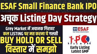 LISTING STRATEGY🔥ESAF Small Finance Bank IPO Listing Day Strategy💥Hold or Sell Detailed Analysis [upl. by Enilasor740]