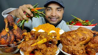 SPICY WHOLE CHICKEN CURRY SPICY MUTTON CURRY CHICKEN FRY LEG PIECE WITH FRIED RICE EATING SHOW [upl. by Kathe]