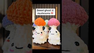 4colors sweet ghost mushroom cute plushies crochet amigurumi smallbusiness hook mushrooms [upl. by Caundra942]