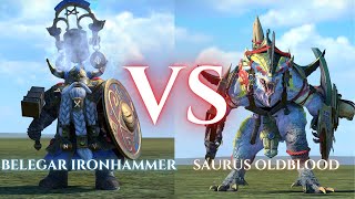 WARHAMMER III Total War  Belegar Ironhammer VS Saurus Oldblood [upl. by Madian]