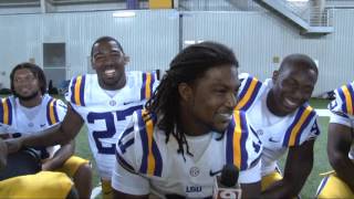 LSU FOOTBALL TEAM CUTS UP  HUMOR FROM MEDIA DAY [upl. by Eibbed]