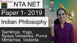 Indian Philosophy Samkhya Yoga Nyaya Vaisesika Purva Mimamsa Vedanta NET Paper 1 2019 [upl. by Salba307]