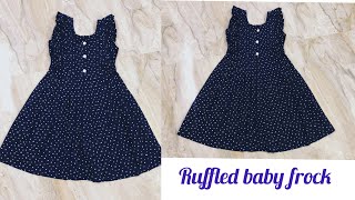 DIY kids ruffled frock frilled frock cutting and stitching tutorial baby gown summer frock [upl. by Nyrat]