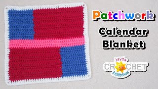 Crochet OffSet Square 12quot Block  Patchwork Calendar Blanket  December [upl. by Alyehs132]