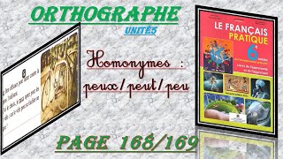 le français pratique6 année Orthographe Homonymes peuxpeutpeut  page168169 [upl. by Dorej]