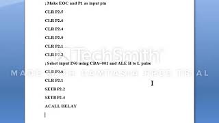 Assembly language programming of ADC0808Interfacing ADC 0808 with 8051 [upl. by Analram938]